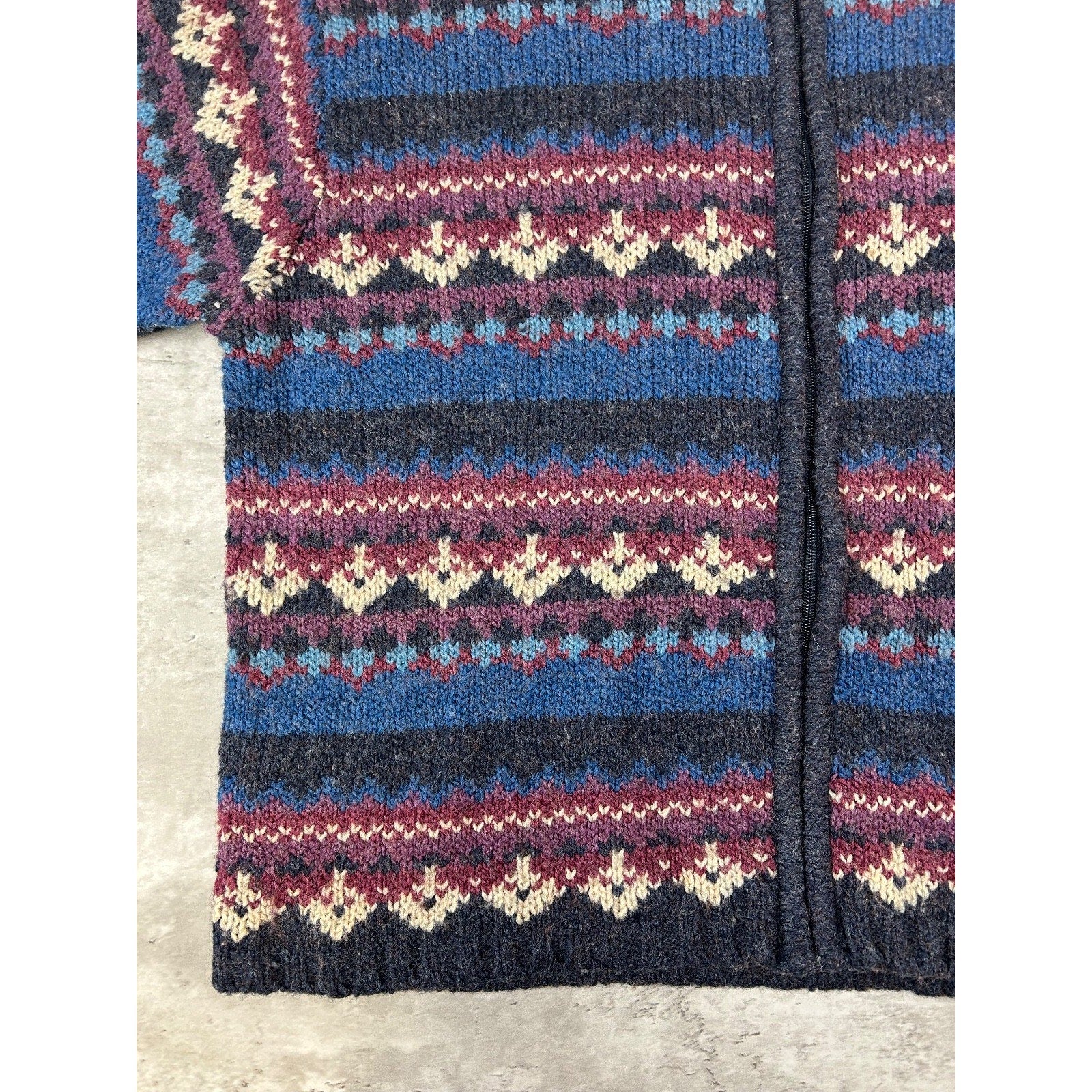 Vintage 90s Dress Barn Abstract Striped Full Zip Knit Sweater Size XL