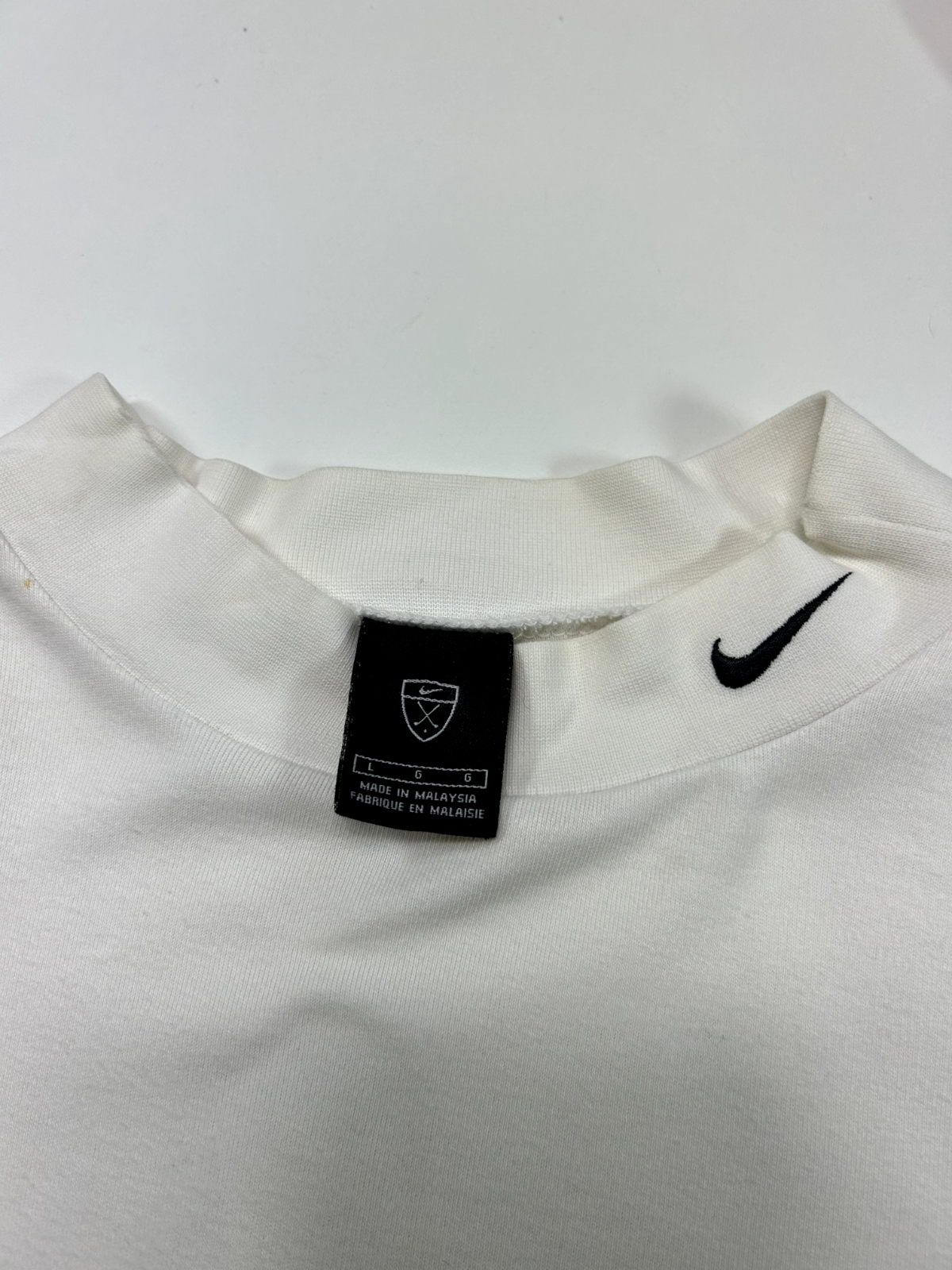 Vintage Y2K Nike Golf Embroidered Mini Swoosh Mock Neck T-Shirt Size Large White