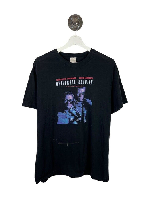 Vintage 1992 Universal Soldier Movie Promo Graphic T-Shirt Size Large 90s Black