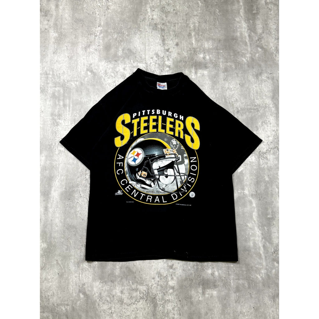 Vintage 1997 Pittsburgh Steelers NFL Big Helmet Graphic T-Shirt Size Large
