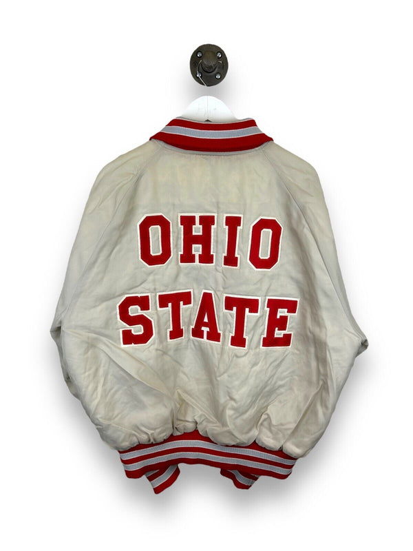Vintage 90s Ohio State Buckeyes NCAA Spell Out Bomber Jacket Size XL White