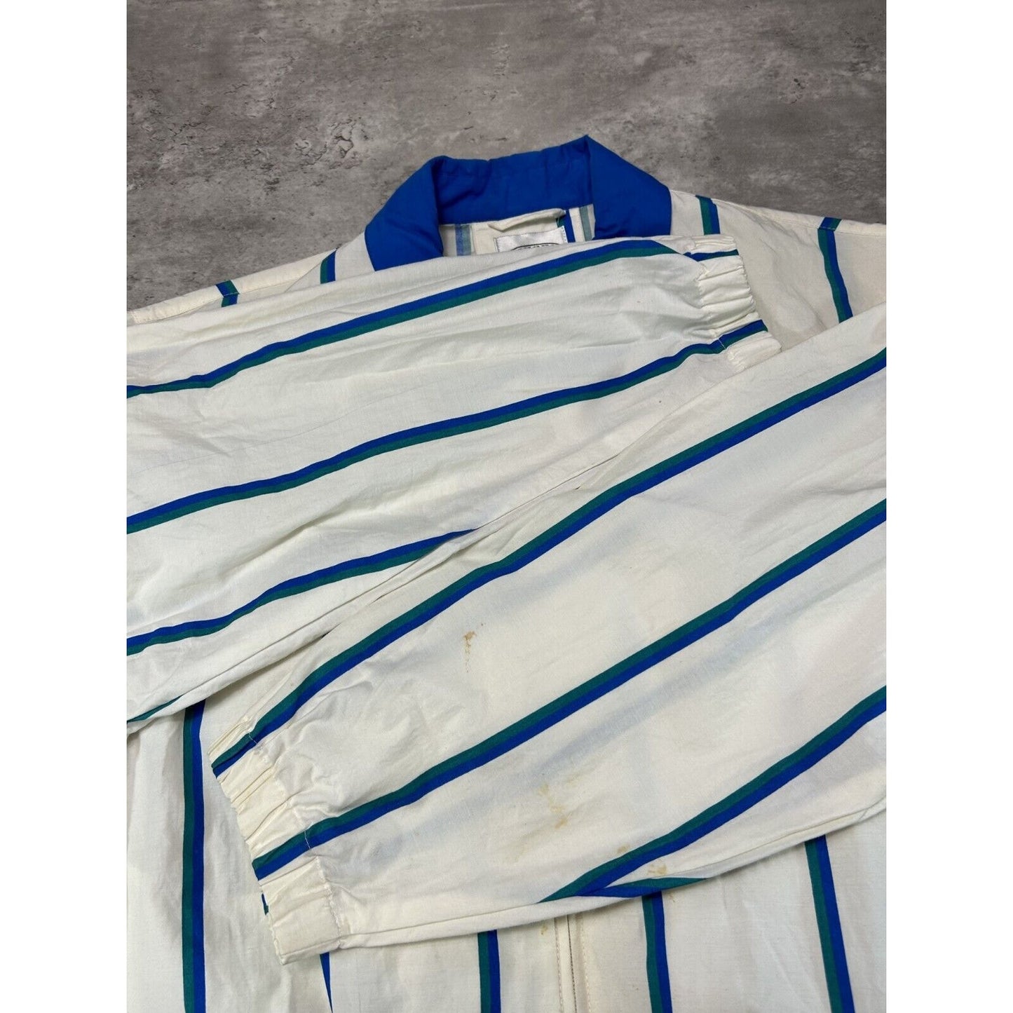 Vintage 1990s Izod Lacoste Striped Full Zip Nylon Windbreaker Jacket Size Medium