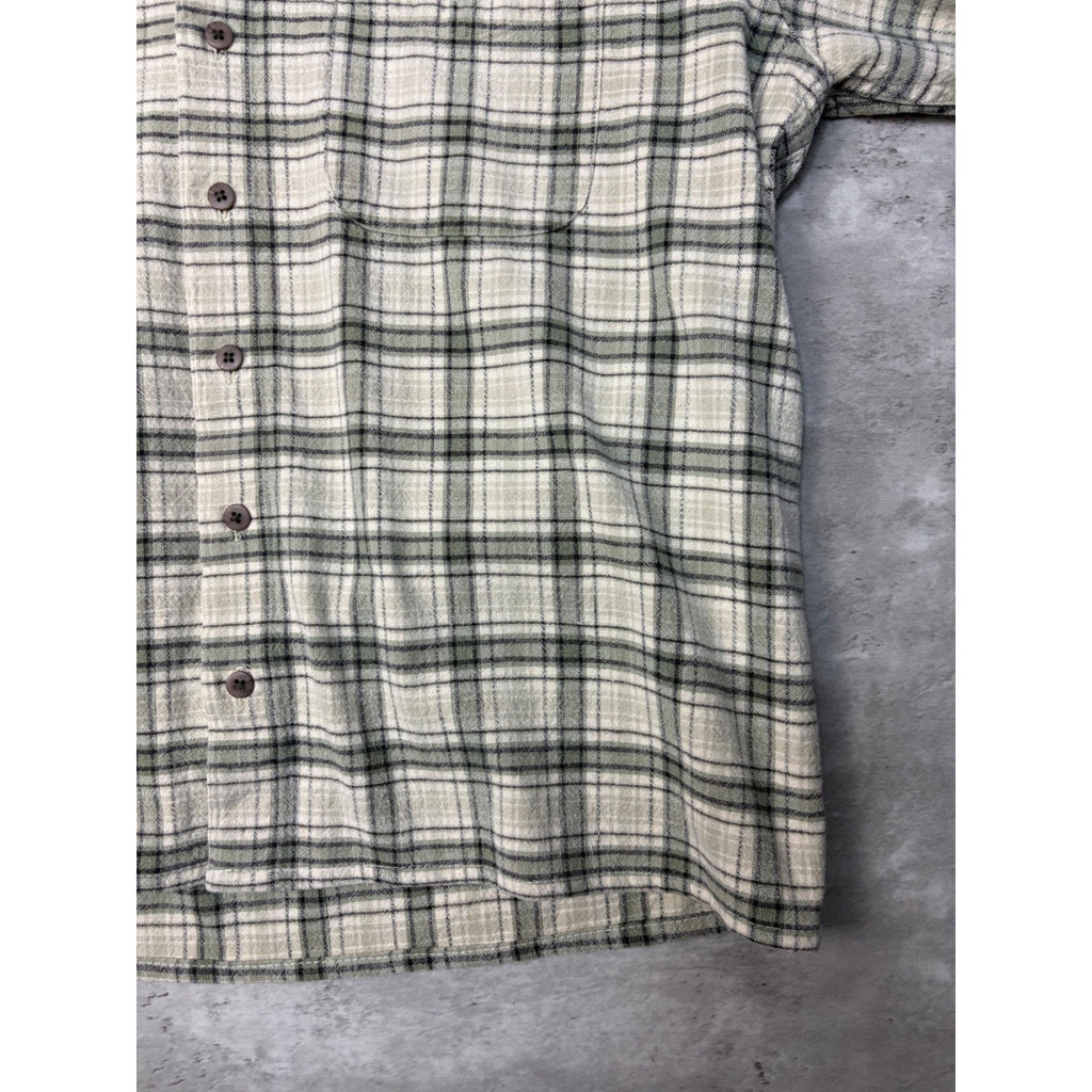 VTG Point Zero Single Pocket Plaid Reworked Cropped Button Up Shirt Size Large