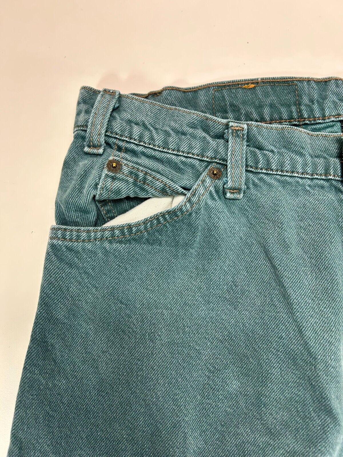 Vintage 90s Levis 550 Blue Tab Teal Wash Denim Pants Size 32W