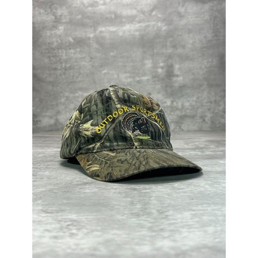 Vintage Outdoor Sportsmen Embroidered Turkey Camo Hunting Snapback Hat OSFA