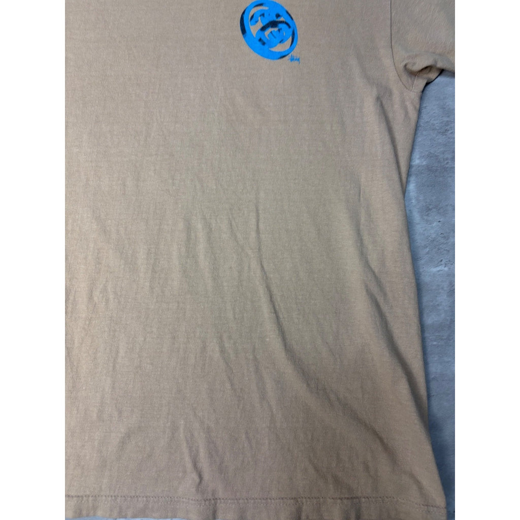 Vintage Stussy Earth Tone 3D Classic Logo Beige T-Shirt Size Large