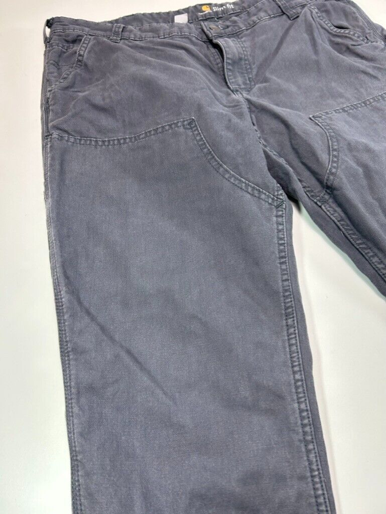 Carhartt Slim Fit Canvas Carpenter Workwear Pants Size 38 Gray