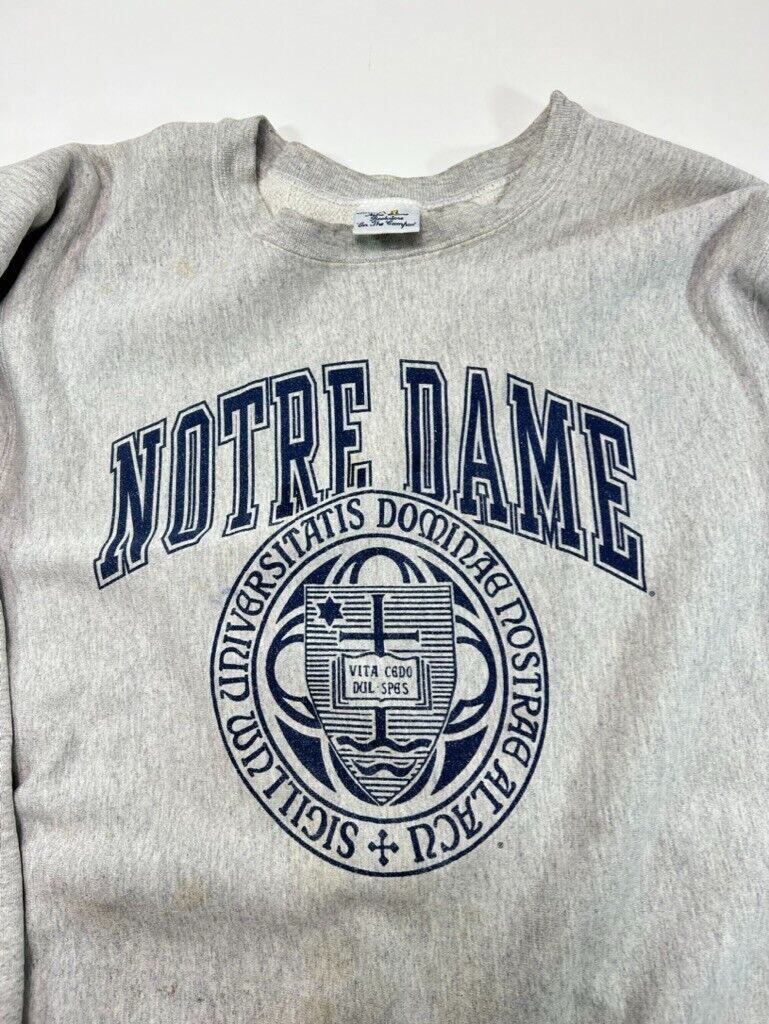 Vintage 90s University of Notre Dame Spellout Crest Sweatshirt Size Large