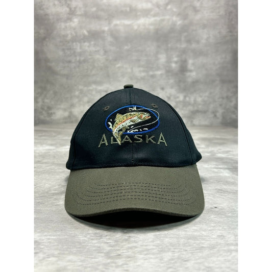 Vintage Alaska Salmon Fishing Embroidered Destination Snapback Hat OSFA