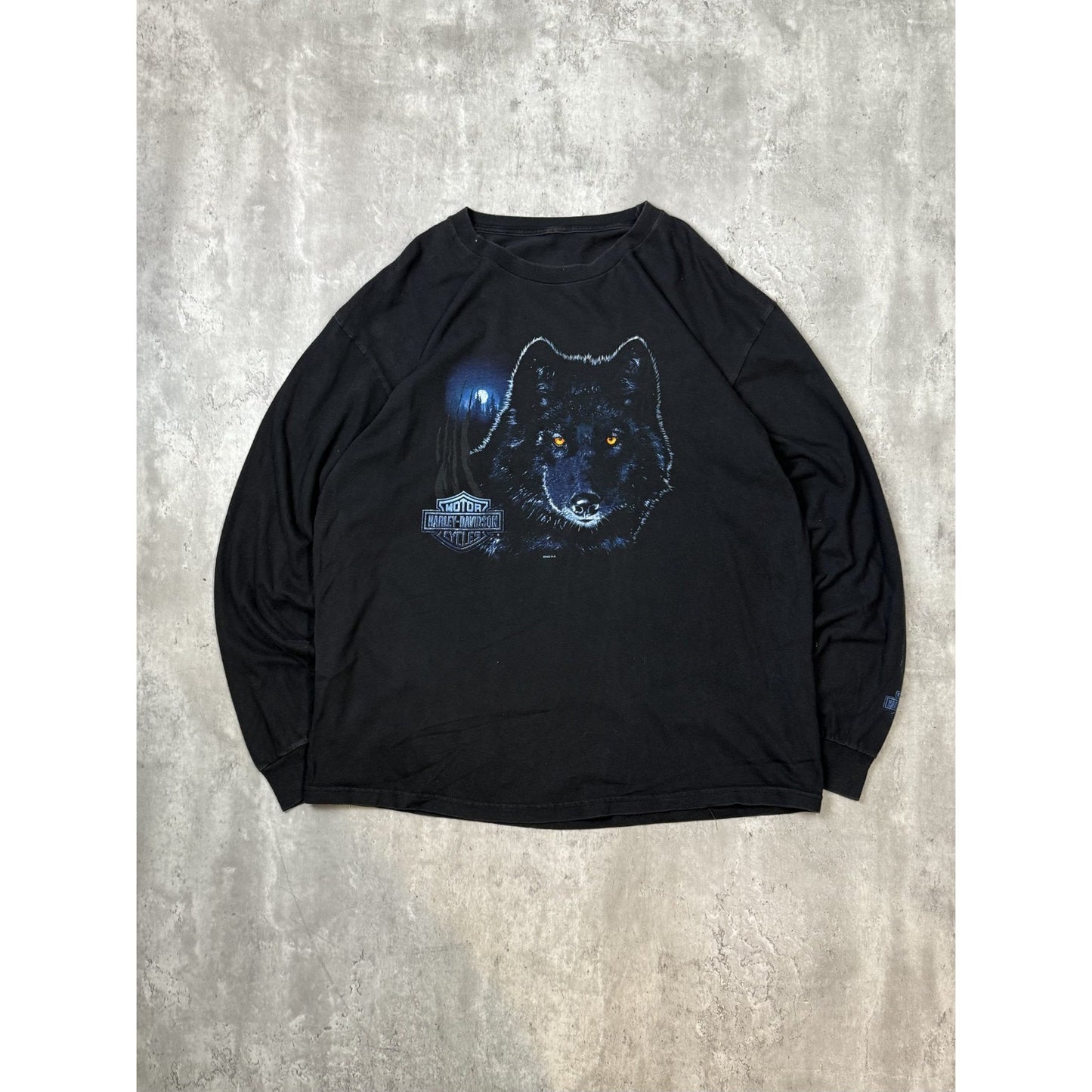 Vintage Harley Davidson Wolf Graphic Flame Long Sleeve T-Shirt Size XL