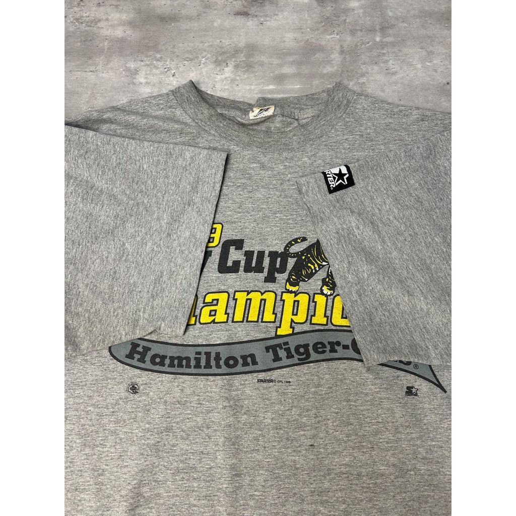 Vintage 1999 Hamilton Tiger Cats CFL Starter Football Graphic T-Shirt Size XL