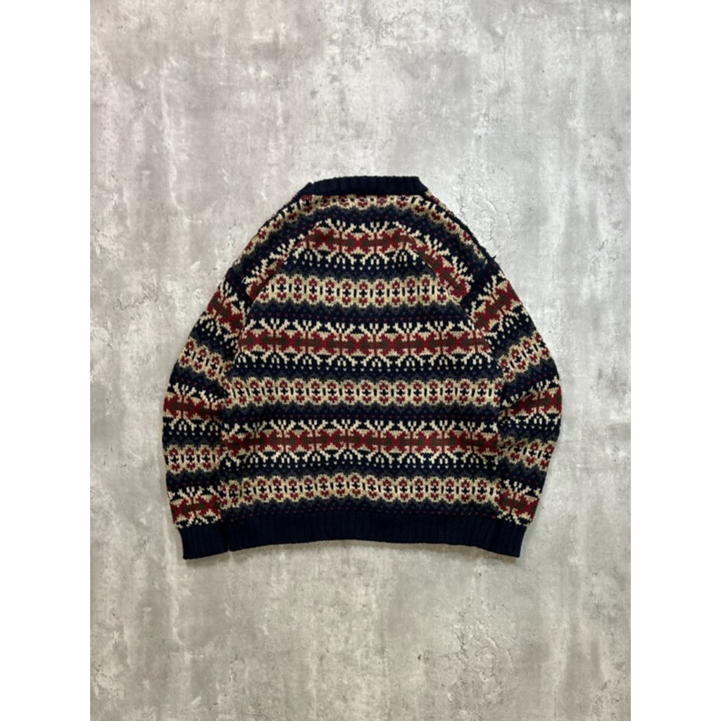 Vintage Eddie Bauer Abstract Striped Pullover Knit Sweater Size XL
