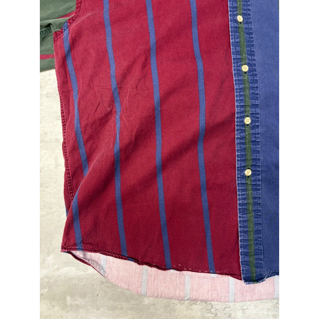 Vintage Tommy Hilfiger Embroidered Crest Striped Button Up Shirt Size Large