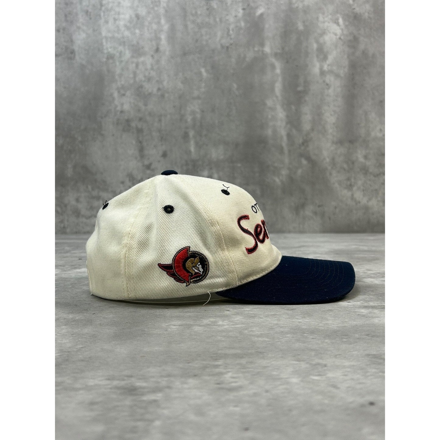 Vintage 90s Ottawa Senators NHL Sports Specialties Script Snapback Hat OSFA