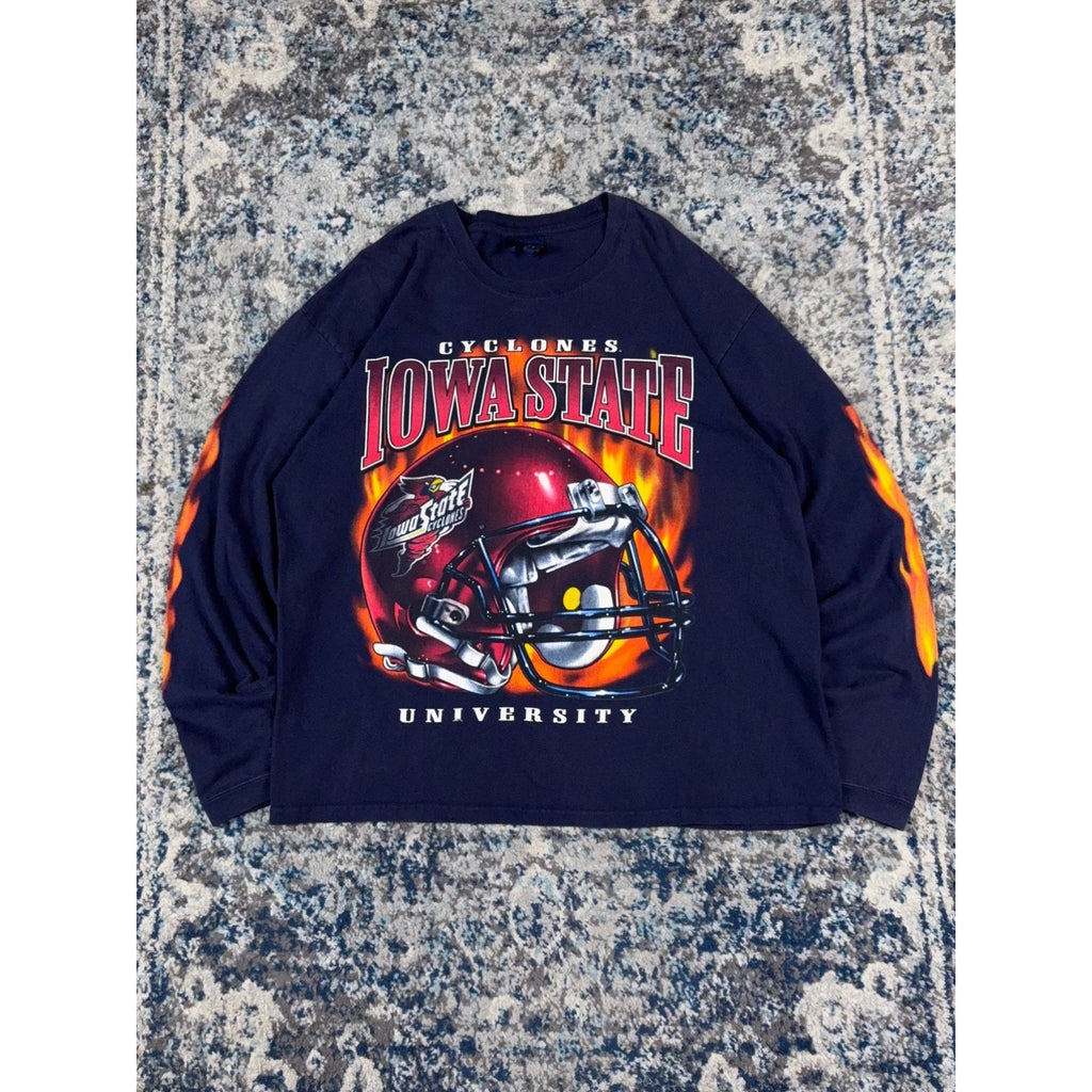 Vintage Iowa State Cyclones NCAA Big Helmet Graphic Long Sleeve T-Shirt Size XL