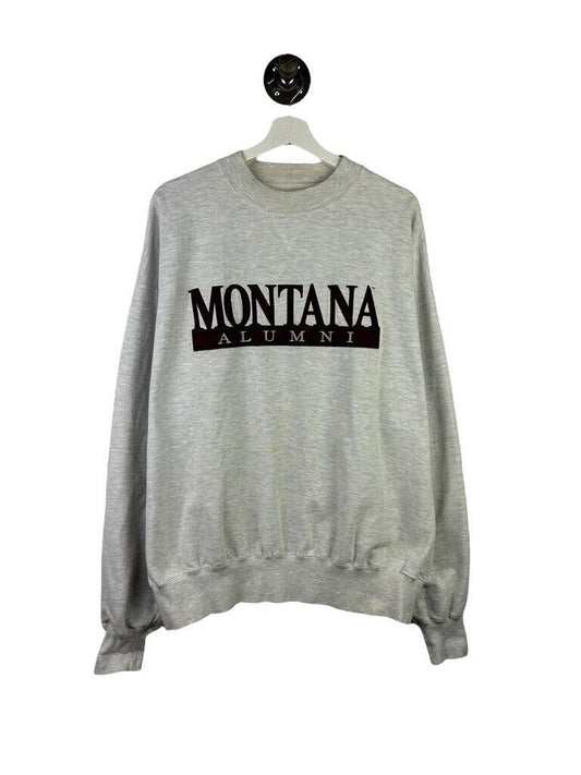 Vintage 90s Montana Grizzlies Alumni NCAA Embroidered Sweatshirt Size XL Gray
