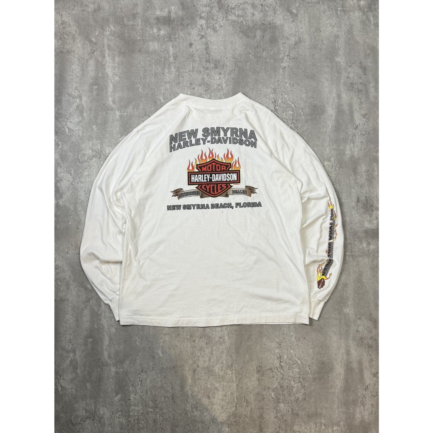 Vintage Harley Davidson Classic Logo Flame Graphic Long Sleeve T-Shirt Size XL