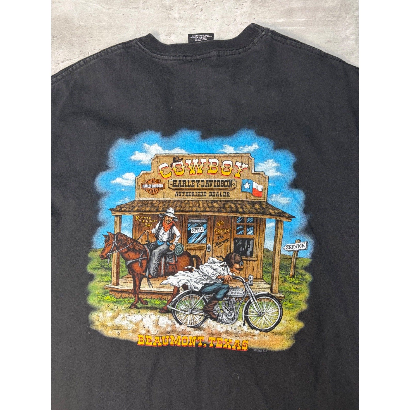 Vintage 2001 Harley Davidson Shut Up And Ride Spellout Graphic T-Shirt Sz Large