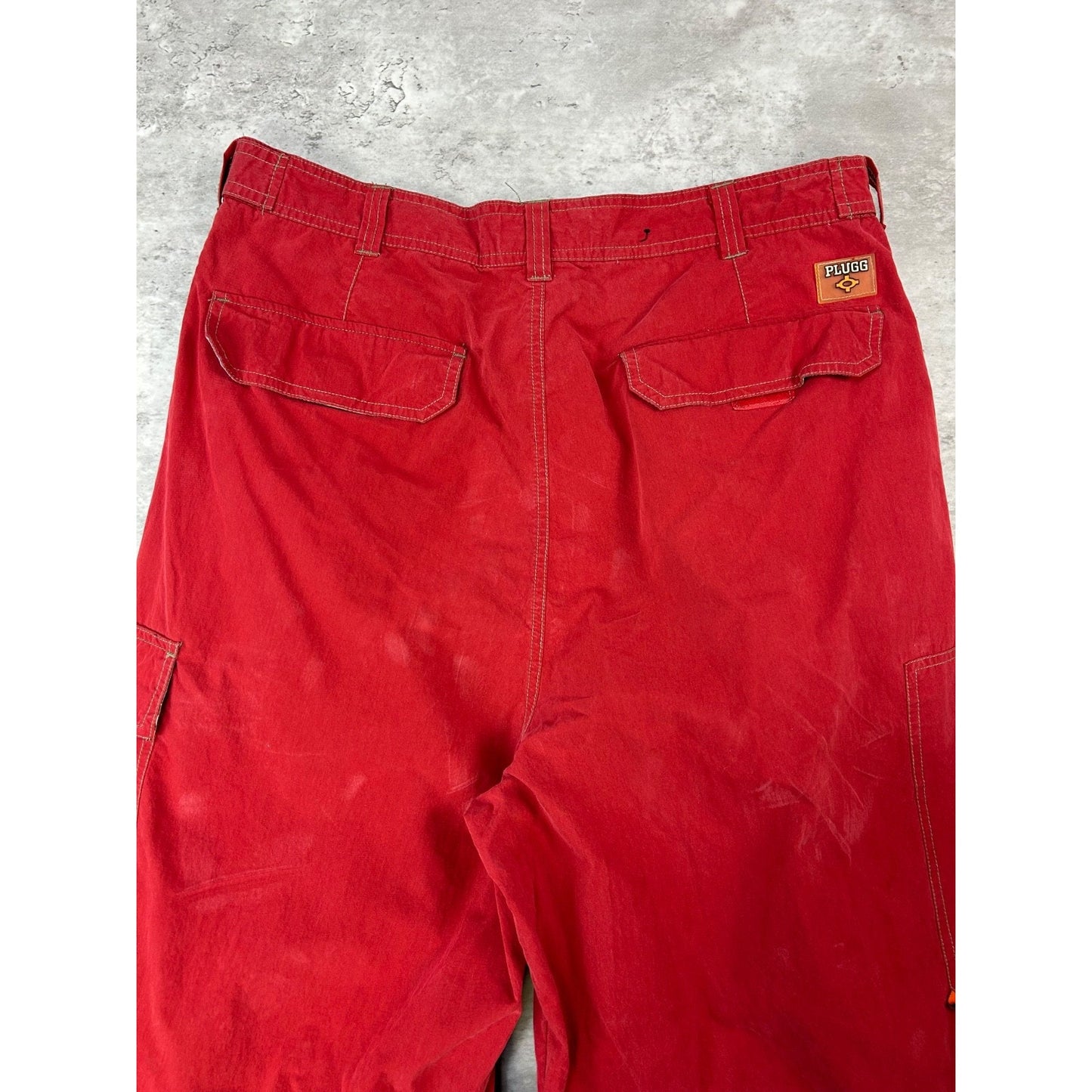 Vintage Y2K Plugg Convertible Baggy Fit Cargo Pants Size 35 Red