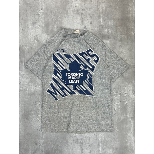 Vintage 90s Toronto Maple Leafs NHL Graphic Logo Spellout T-Shirt Size Small