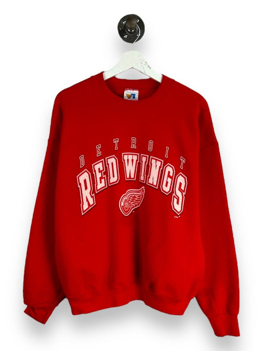 Vintage 90s Detroit Red Wings NHL Arc Spellout Hockey Sweatshirt Size Large