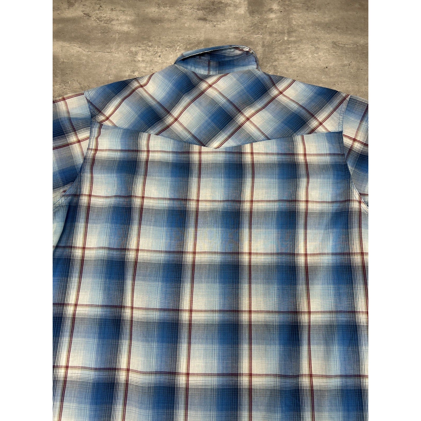 Vintage 80s Wrangler Wrancher Plaid Pearl Snap Short Sleeve Button Up Shirt XLT