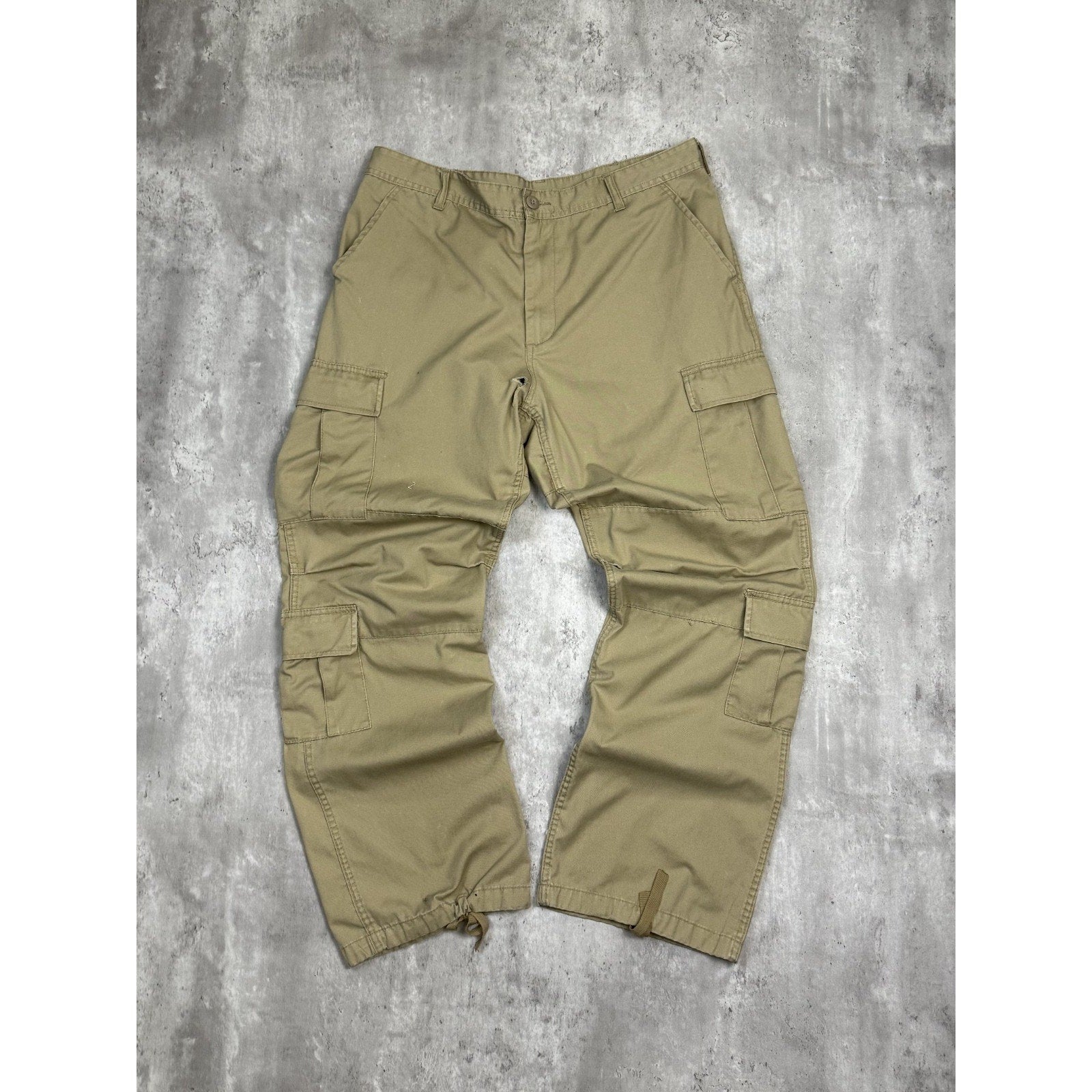Vintage Military Issue Tactical Multi Pocket Beige Cargo Pants Size 38