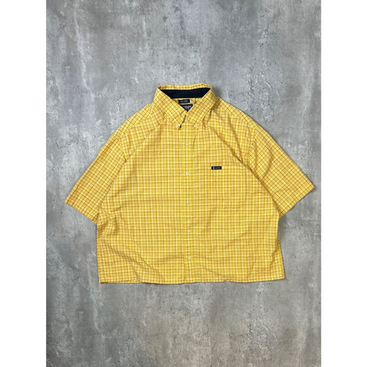 Vintage Chaps Ralph Lauren Plaid Cropped Short Sleeve Button Up Shirt Size XL