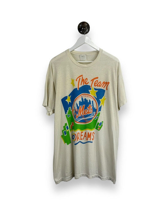 Vintage 90s New York Mets MLB The Team Of Dreams Logo Graphic T-Shirt Size 2XL