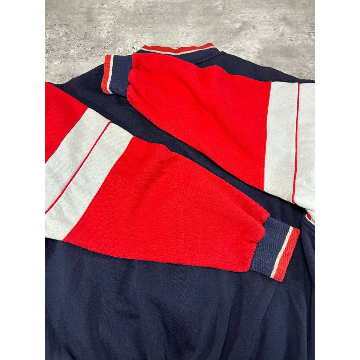 Vintage 80s Adidas Embroidered Trefoil Full Zip Two Tone Sweatshirt Size XL