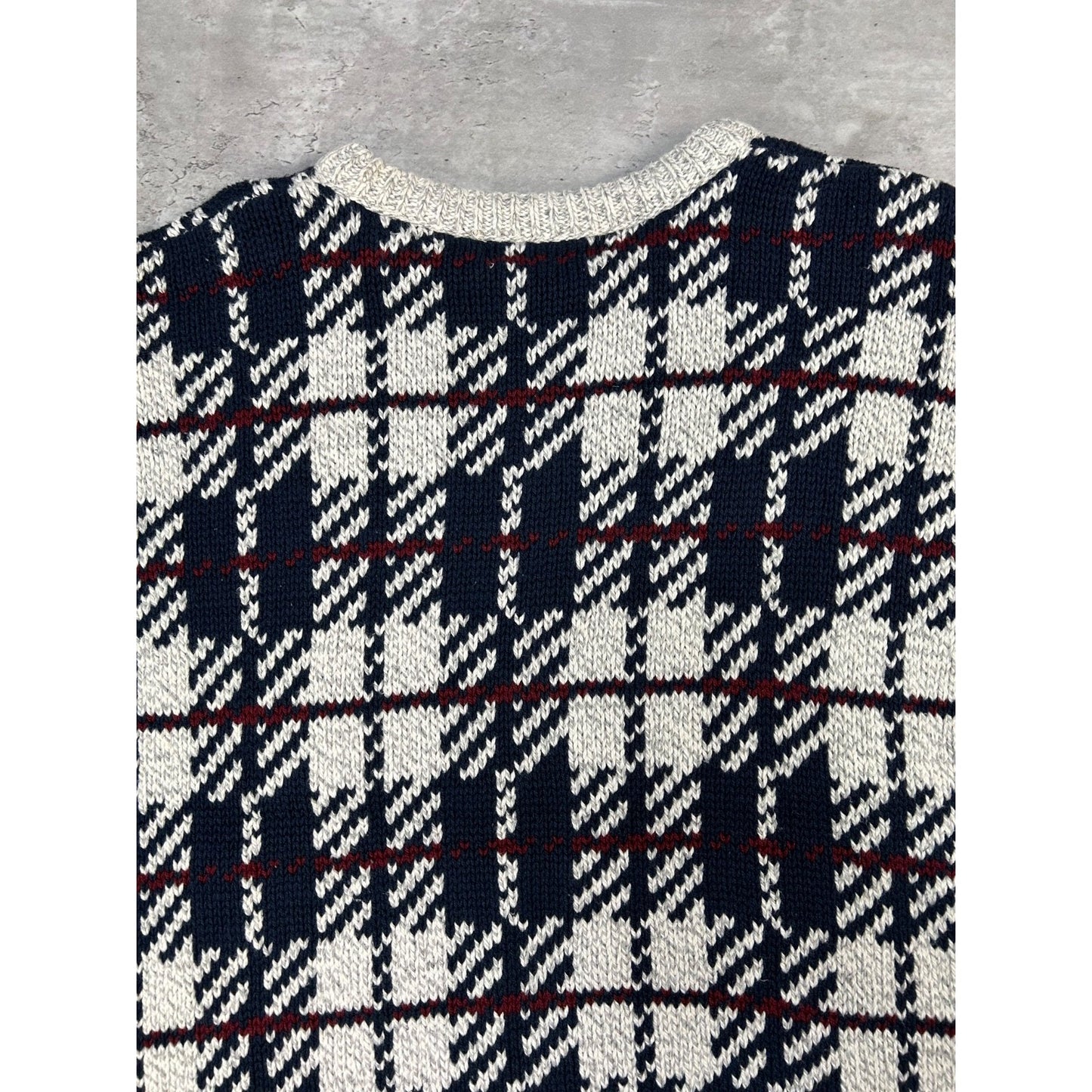 Vintage 90s Authentic Issue Plaid Print Pullover Ribbed Knit Sweater Size Large