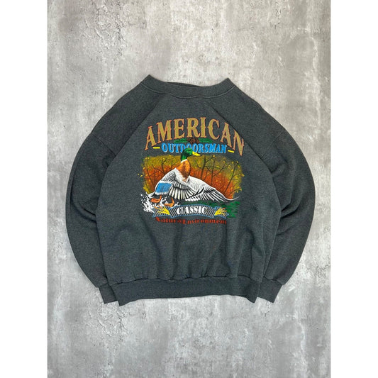 Vintage American Outdoorsman Duck Graphic Hunting Sweatshirt Size Large