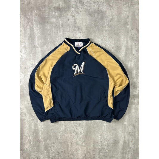 Vintage Milwaukee Brewers MLB Embroidered Logo Windbreaker Jacket Size XL