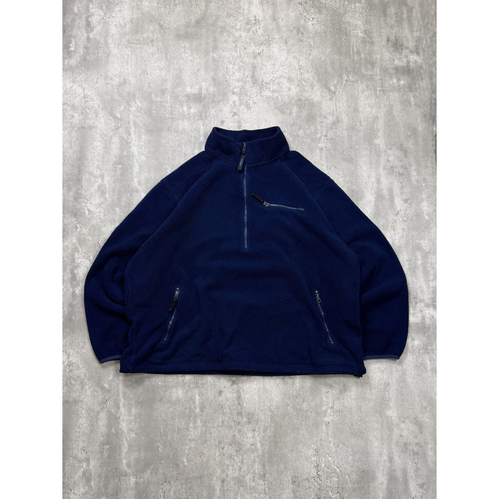 Vintage L.L. Bean 1/2 Zip Pullover Fleece Navy Blue Sweatshirt Size 2XL
