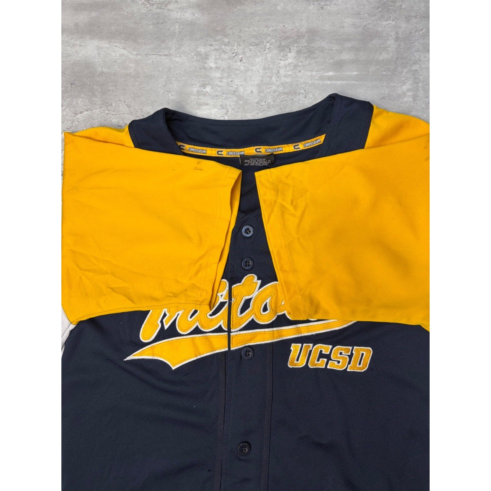 Vintage UCSD Tritons NCAA Script Spellout Baseball Jersey Size Medium