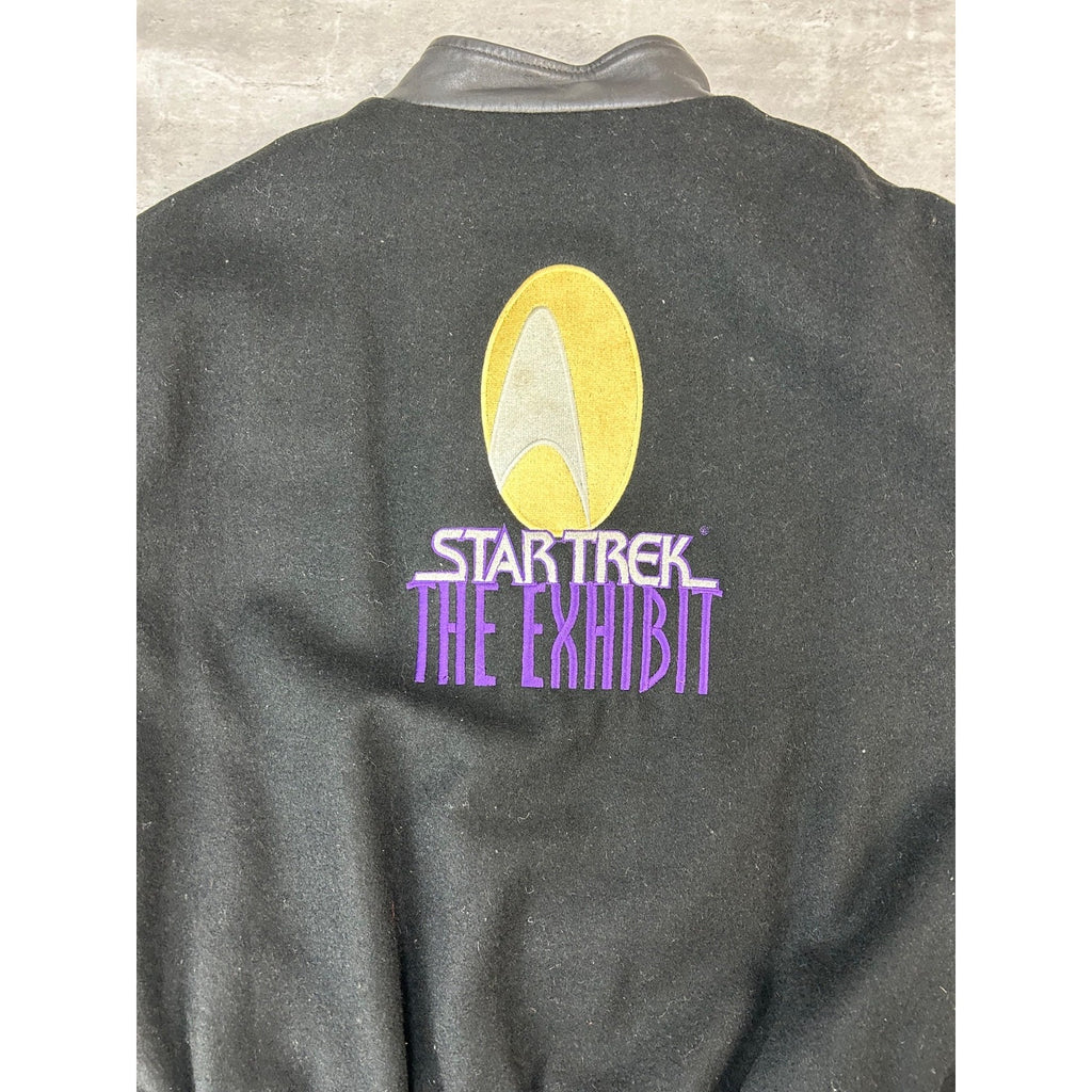 Vintage 1996 Star Trek The Exhibit Embroidered Varsity Bomber Jacket Size Medium