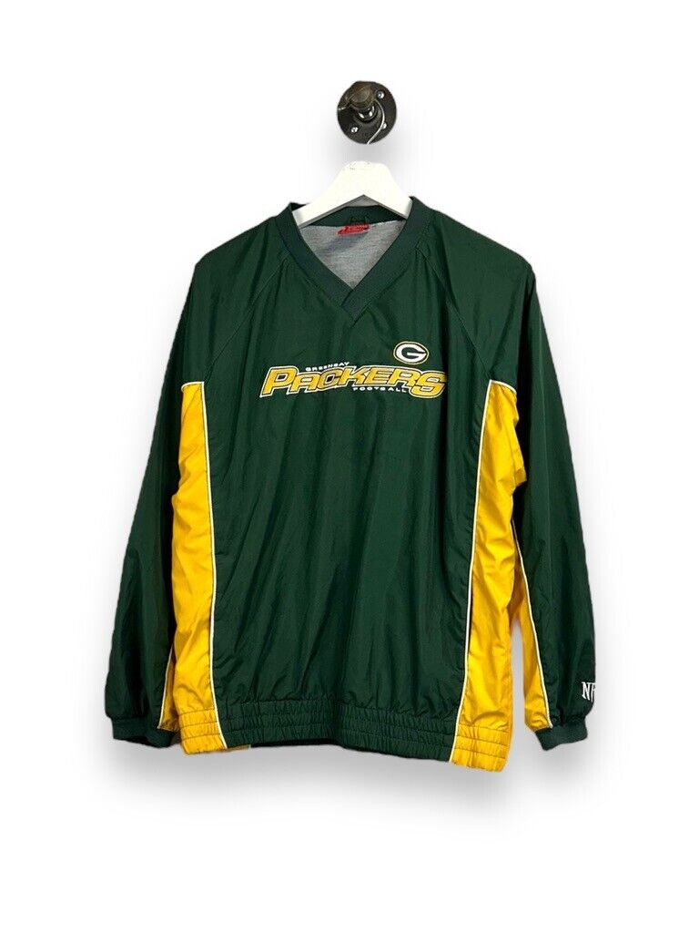 Green Bay Packers Embroidered Spellout Pullover Windbreaker Jacket Size Medium