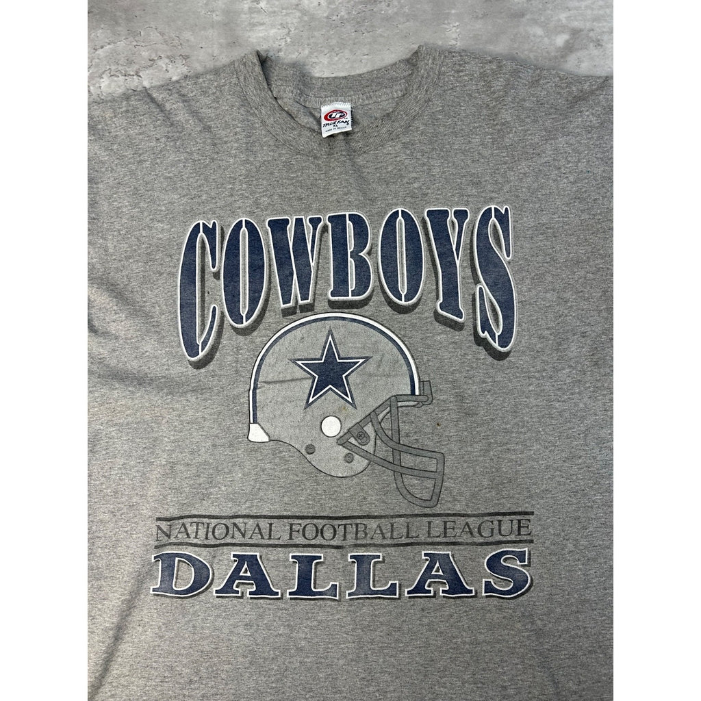 Vintage 90s Dallas Cowboys NFL Helmet Graphic Spellout T-Shirt Size XL