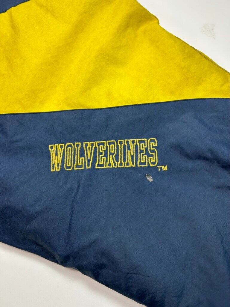 Vintage 90s Michigan Wolverines NCAA Insulated Full Zip Chalk Line Jacket Large