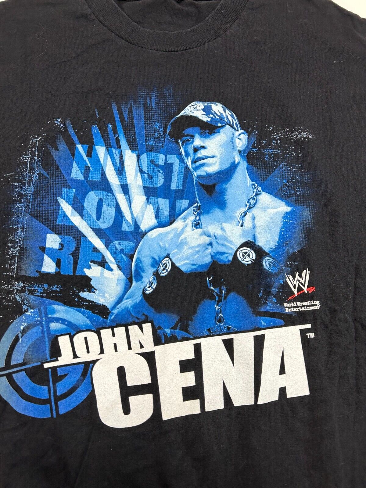 WWE John Cena Hustle Loyalty Respect Wrestling Graphic T-Shirt Size Medium Black