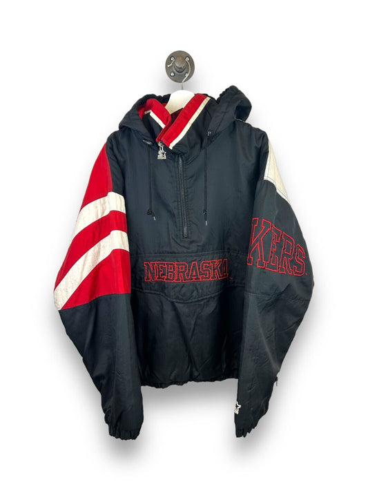 Vtg 90s Nebraska Corn Huskers NCAA Starter 1/2 Zip Split Back Jacket Sz Large