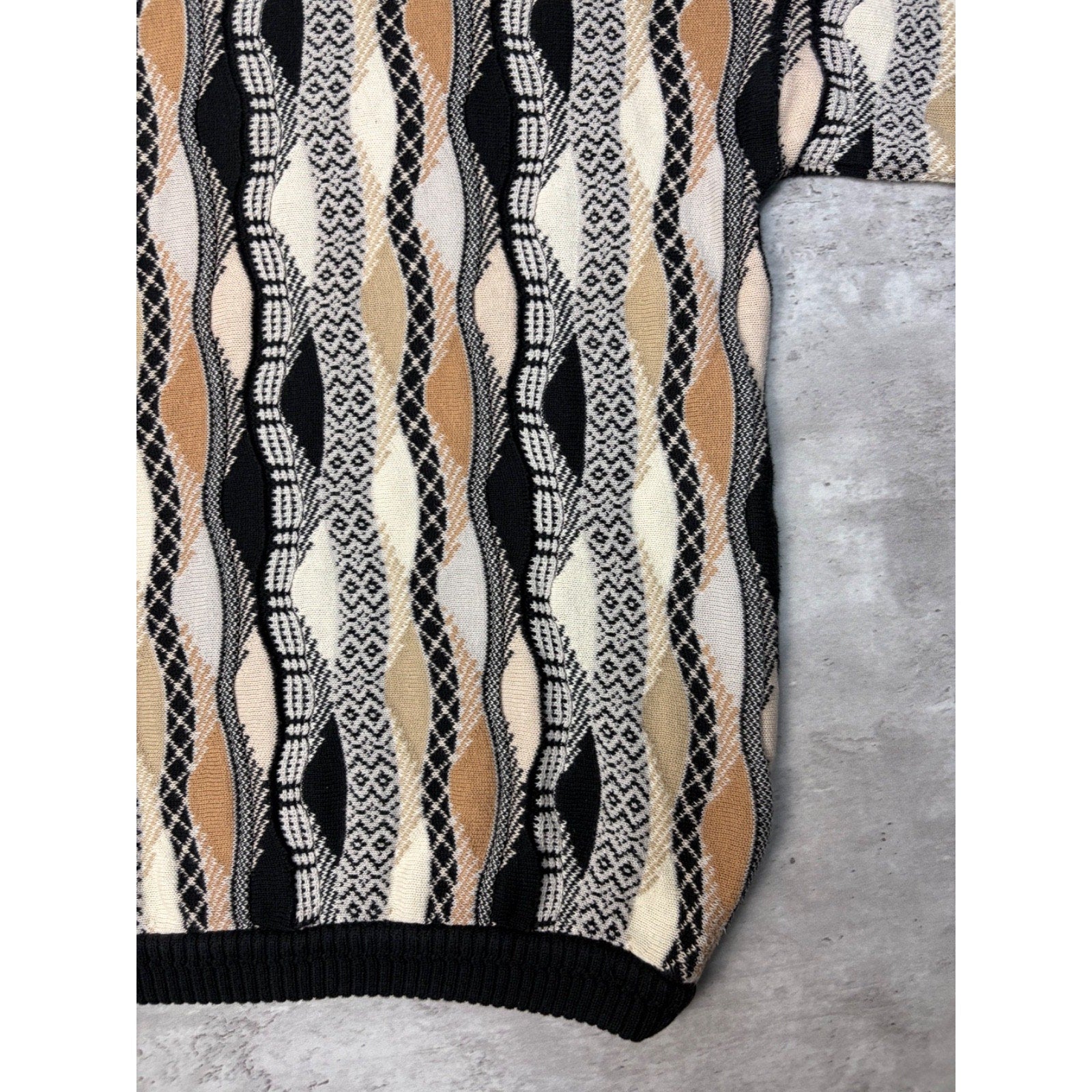 Vintage Bachrach Textured Geometric Pattern Knit Sweater Size XL