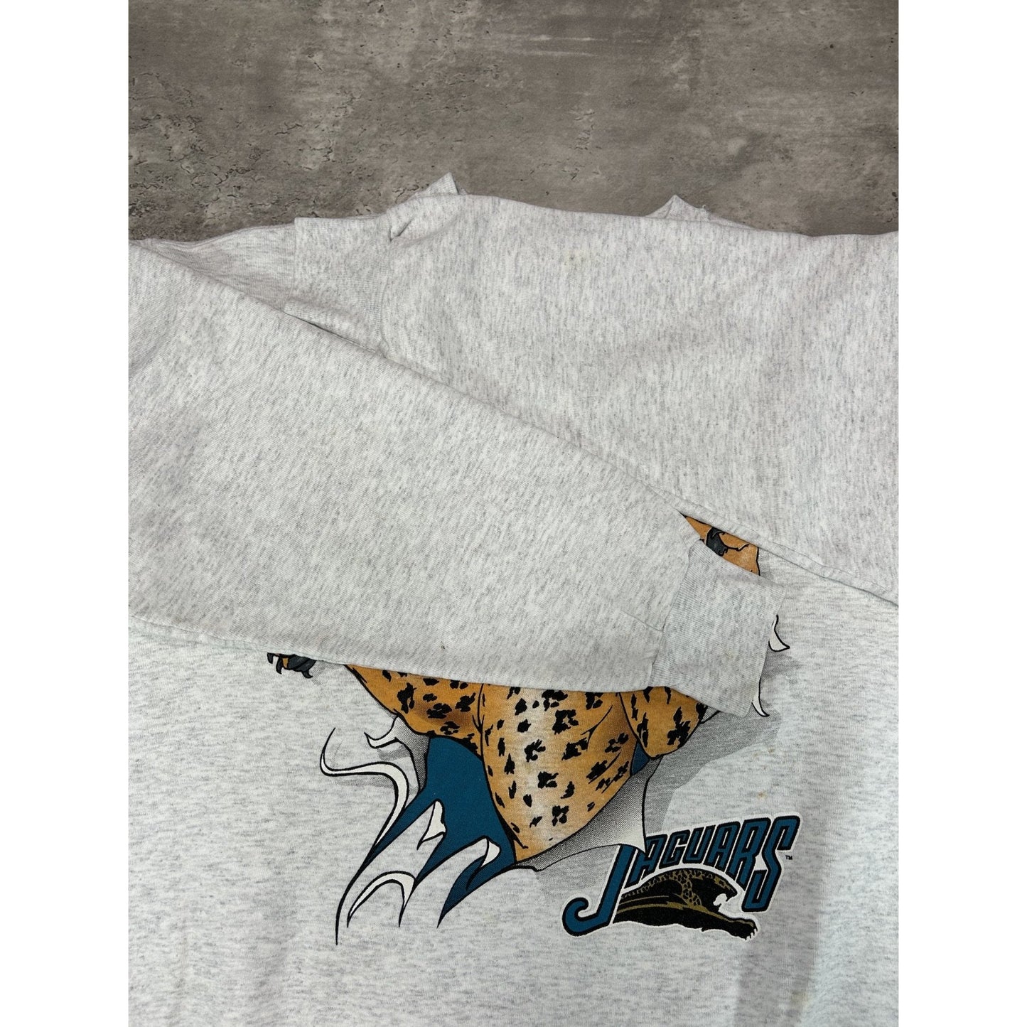 Vintage 1993 Jacksonville Jaguars NFL Banned Logo Chest Buster Sweatshirt Large