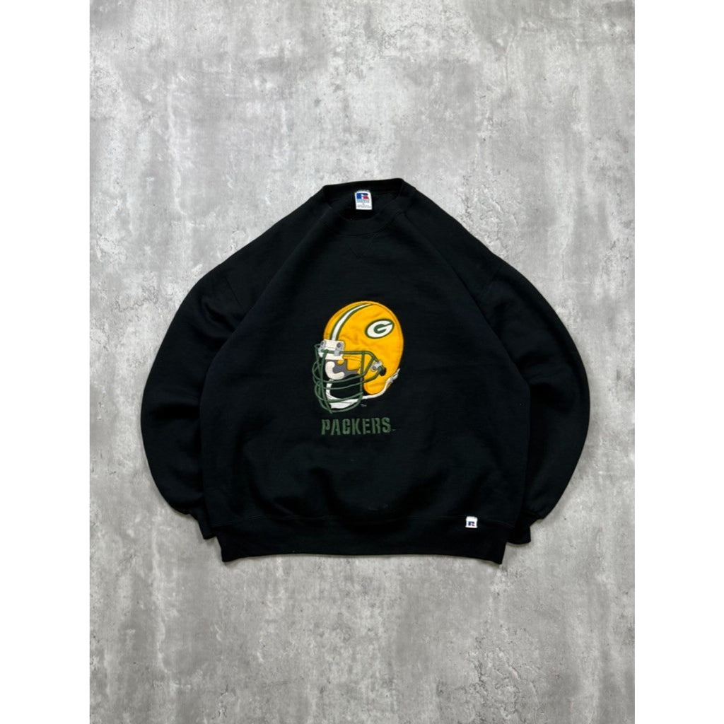 Vintage Green Bay Packers NFL Helmet Patch Graphic Football Sweatshirt Size XL