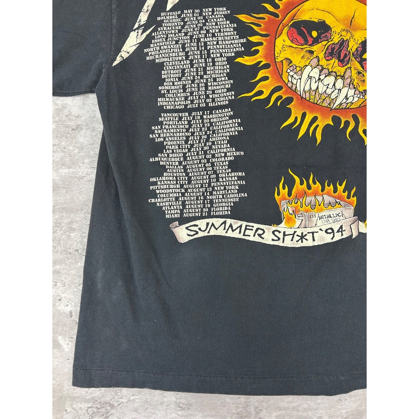 Vintage 1994 Metallica Summer Sh*t Pushead Skull Graphic Rock Music T-Shirt Med