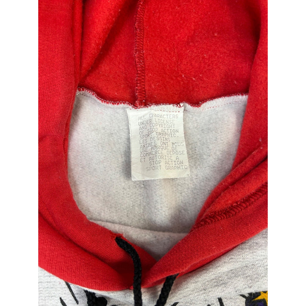 Vintage 1993 Cartoon Character Two Tone Pullover Hooded Sweatshirt Size Large