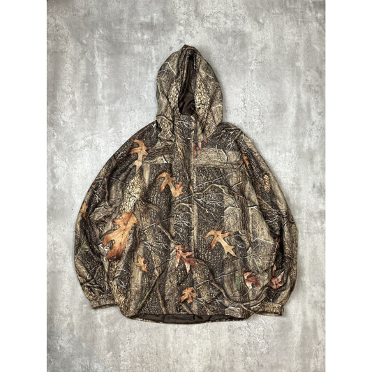Vintage Huntsworth Tree Camo Nylon Hooded Hunting Jacket Size XL