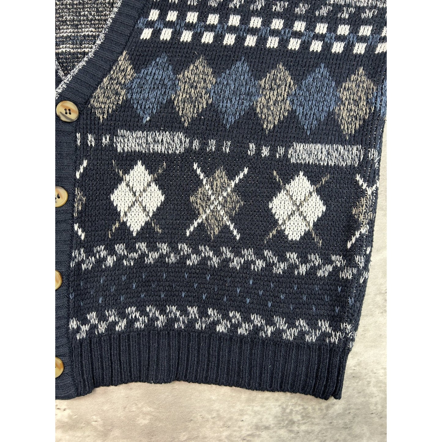 Vintage City Streets Abstract Print Cardigan Knit Sweater Size XL