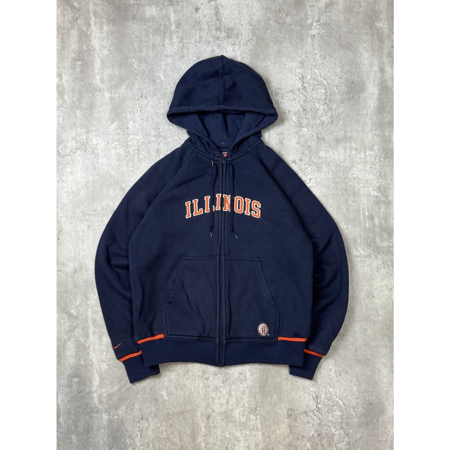 Vintage Illinois Illini NCAA Nike Full Zip Hooded Sweatshirt Sz YOUTH Medium