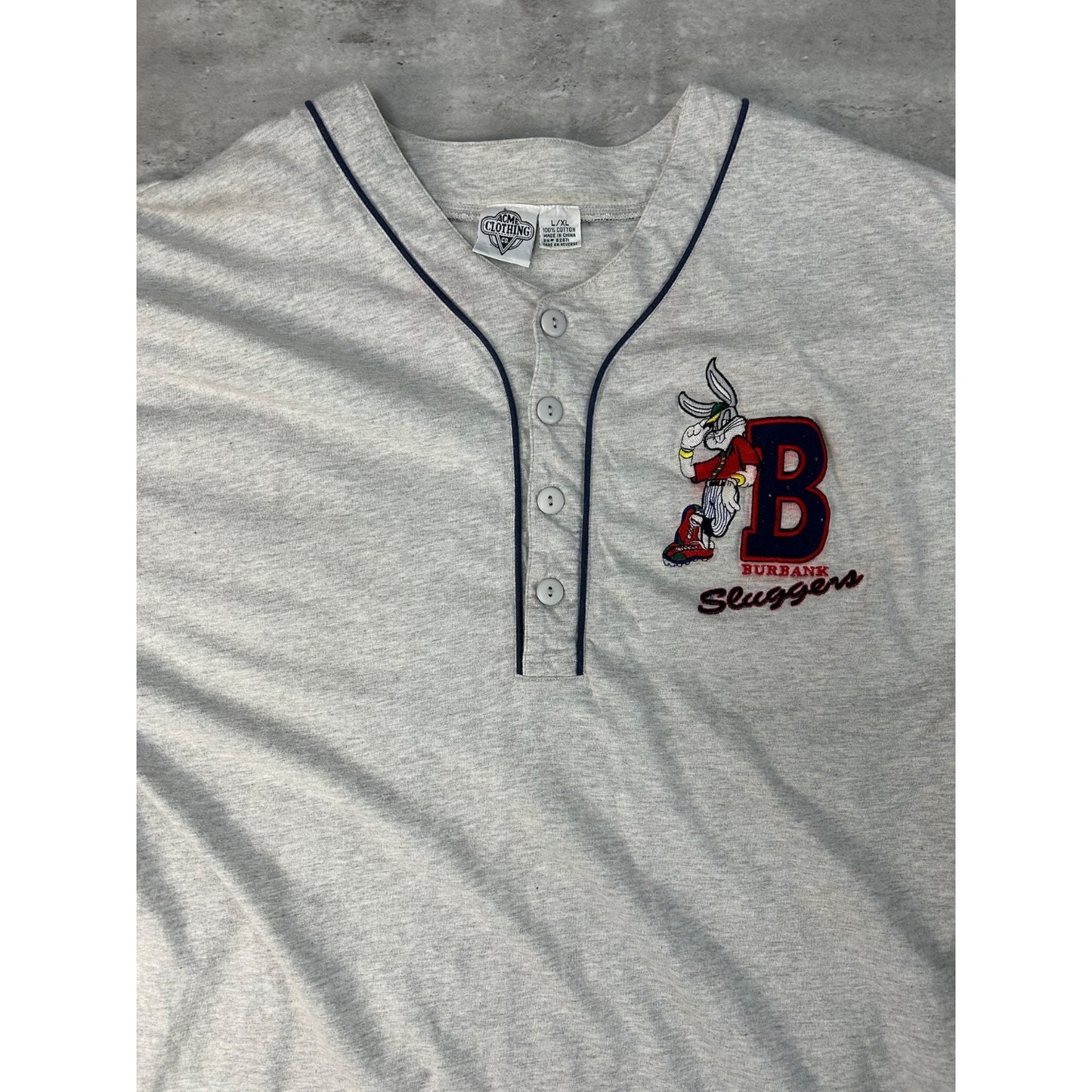 Vintage 90s Looney Tunes Bugs Bunny Embroidered Baseball Jersey Size XL